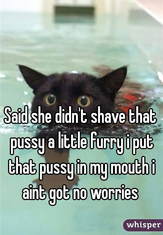 Said she didn't shave that pussy a little furry i put that pussy in my mouth i aint got no worries 