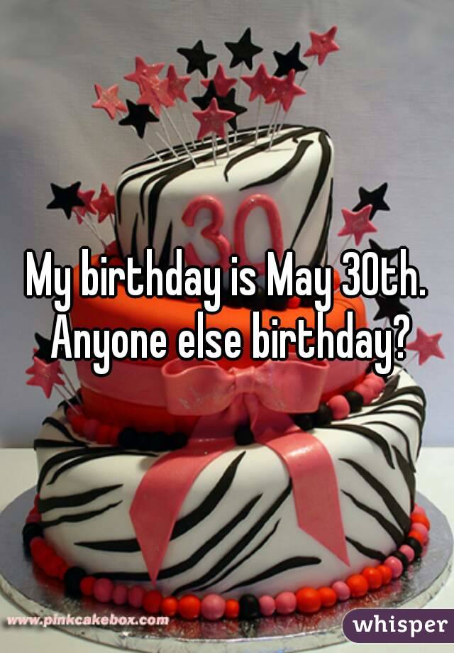 My birthday is May 30th. Anyone else birthday?