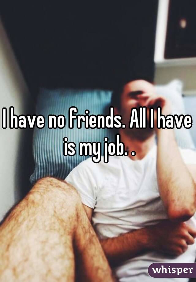 I have no friends. All I have is my job. .