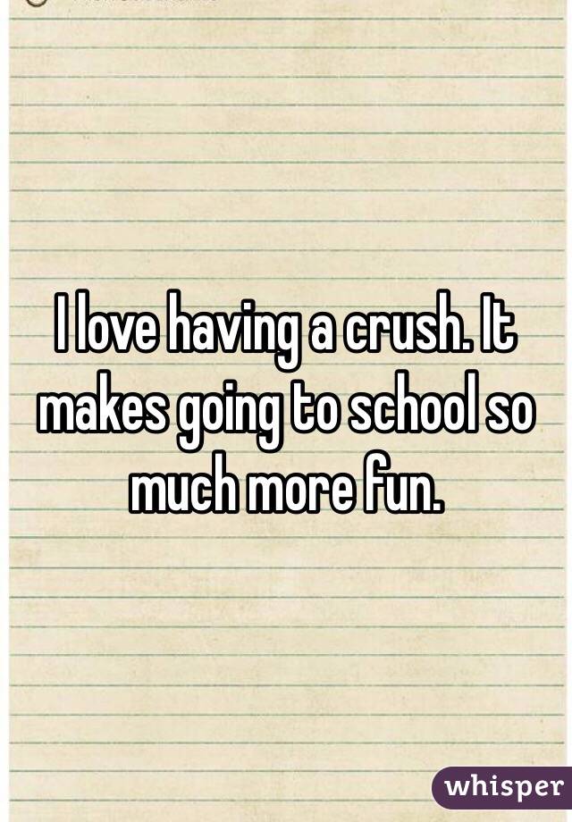 I love having a crush. It makes going to school so much more fun.