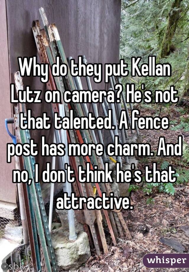 Why do they put Kellan Lutz on camera? He's not that talented. A fence post has more charm. And no, I don't think he's that attractive. 