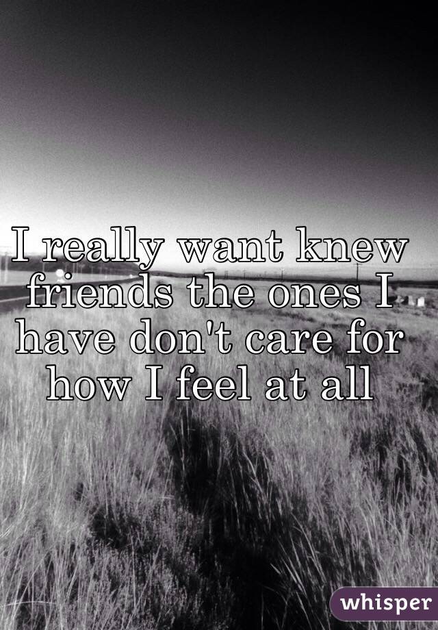 I really want knew friends the ones I have don't care for how I feel at all 