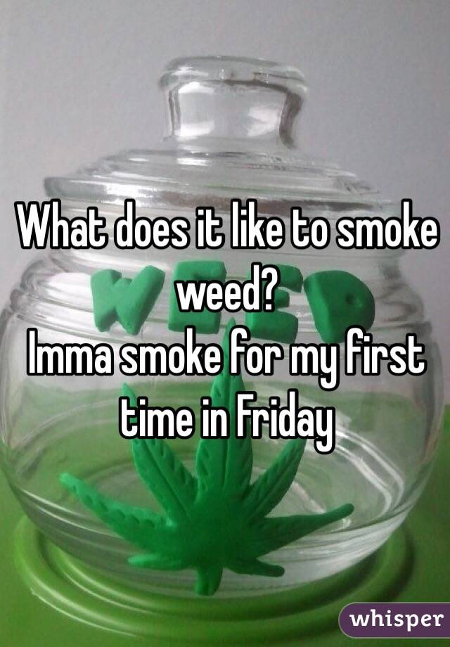 What does it like to smoke weed?
Imma smoke for my first time in Friday 