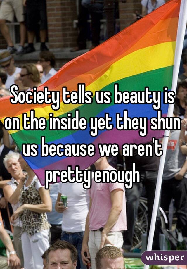 Society tells us beauty is on the inside yet they shun us because we aren't pretty enough 