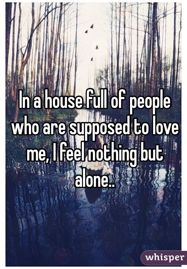 In a house full of people who are supposed to love me, I feel nothing but alone..