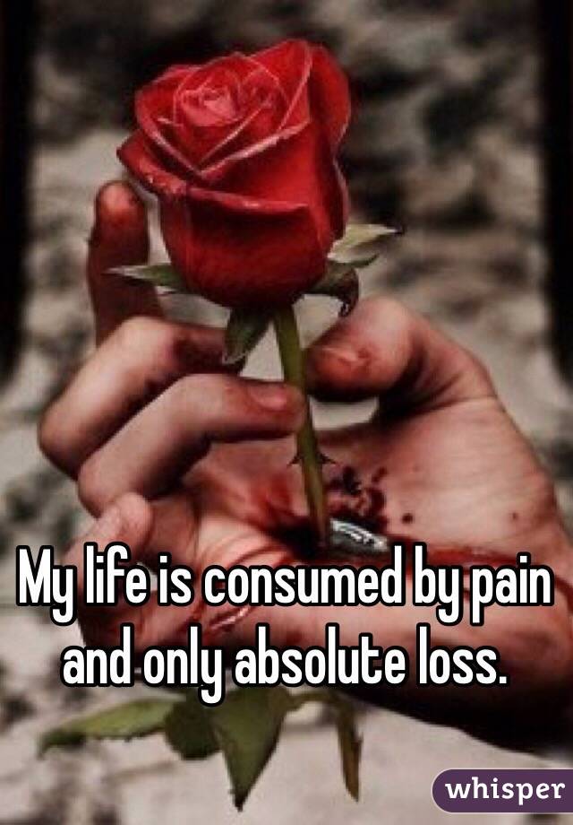 My life is consumed by pain and only absolute loss.