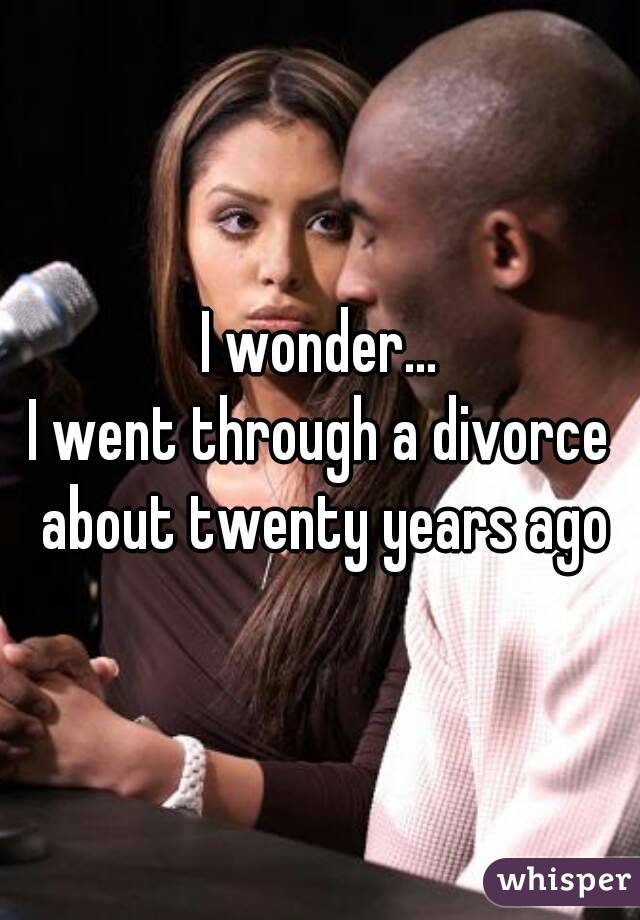 I wonder...
I went through a divorce about twenty years ago