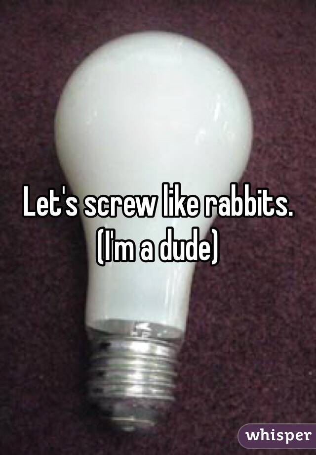 Let's screw like rabbits. (I'm a dude)