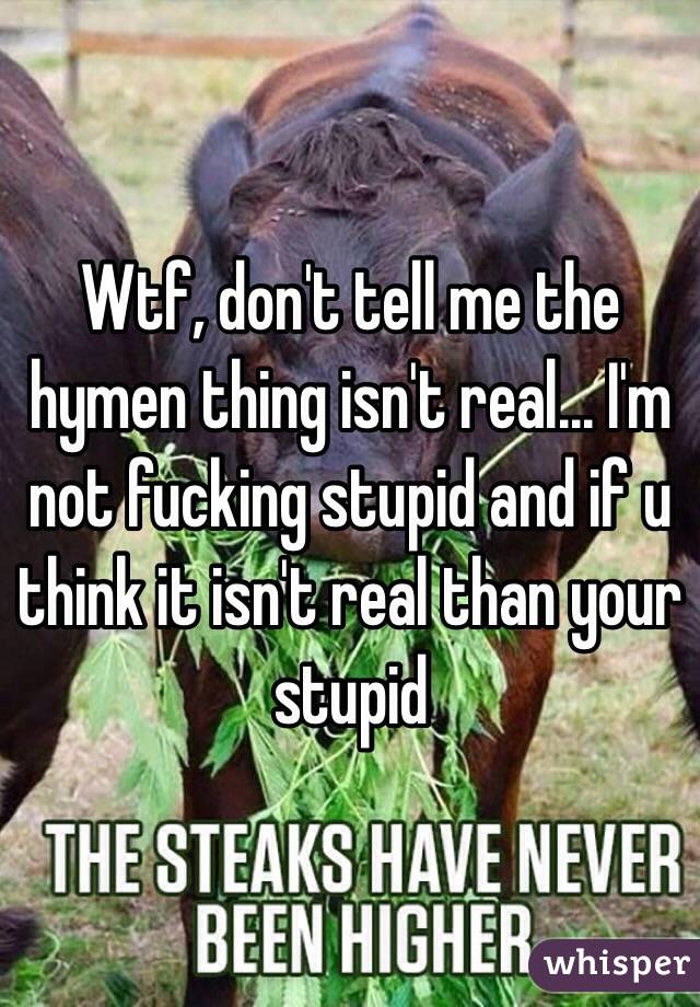 Wtf, don't tell me the hymen thing isn't real... I'm not fucking stupid and if u think it isn't real than your stupid 