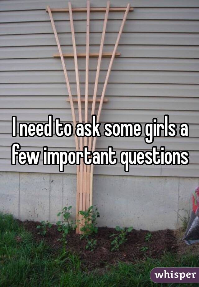 I need to ask some girls a few important questions 