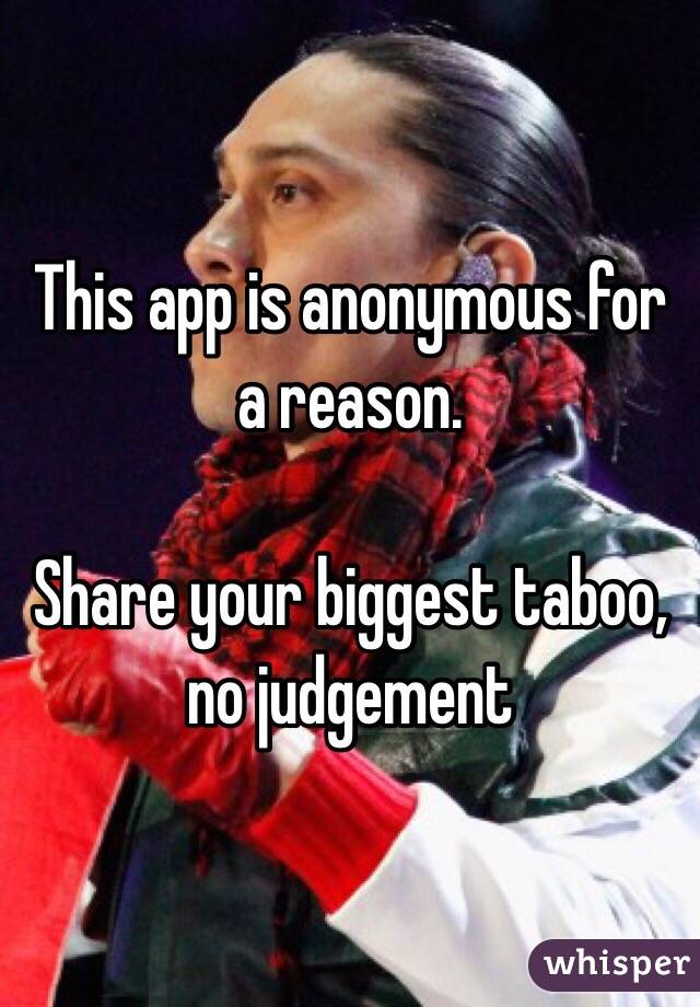 This app is anonymous for a reason.

Share your biggest taboo, no judgement