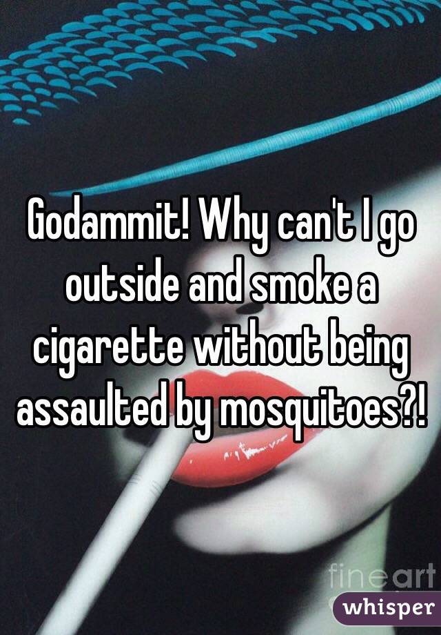 Godammit! Why can't I go outside and smoke a cigarette without being assaulted by mosquitoes?!
