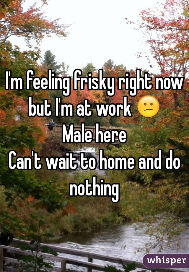 I'm feeling frisky right now but I'm at work 😕
Male here
Can't wait to home and do nothing 
