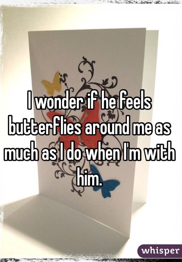I wonder if he feels butterflies around me as much as I do when I'm with him. 