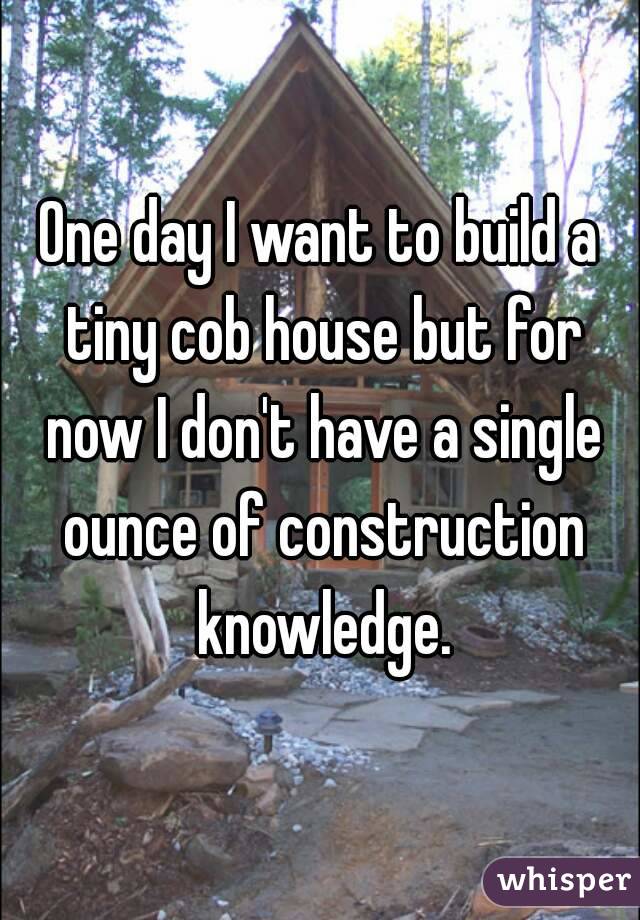 One day I want to build a tiny cob house but for now I don't have a single ounce of construction knowledge.