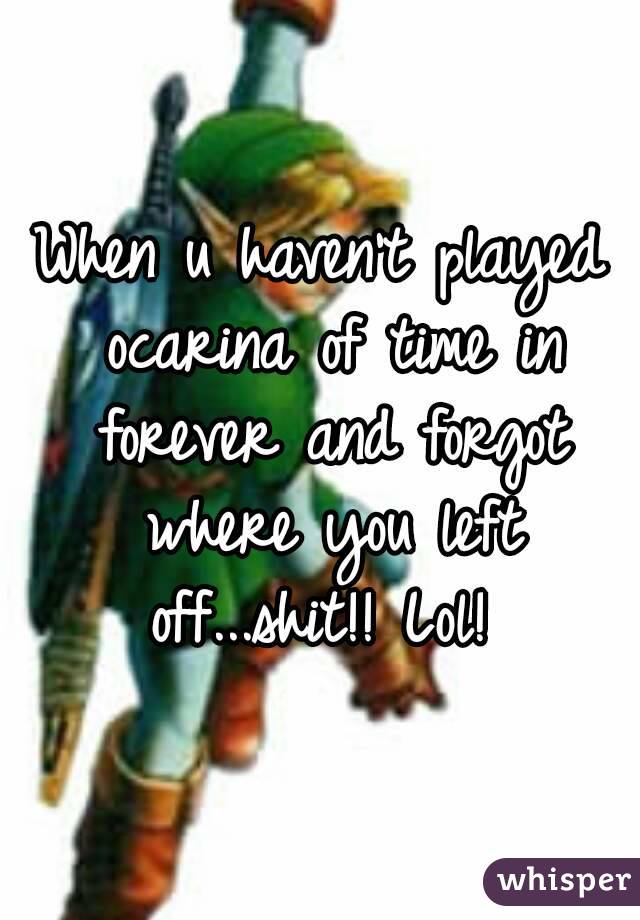 When u haven't played ocarina of time in forever and forgot where you left off...shit!! Lol! 