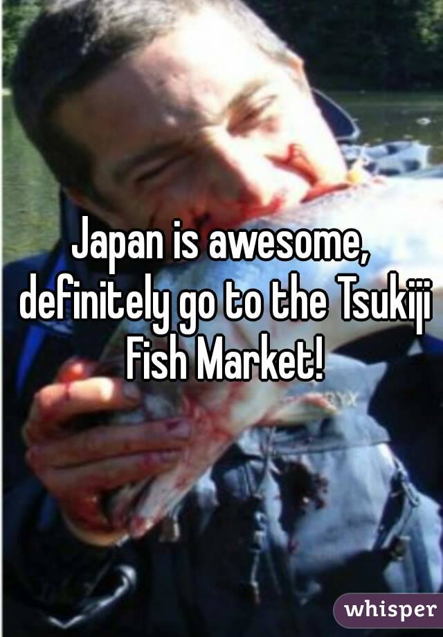 Japan is awesome, definitely go to the Tsukiji Fish Market!
