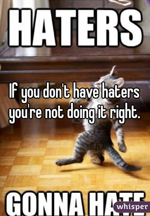 If you don't have haters you're not doing it right. 