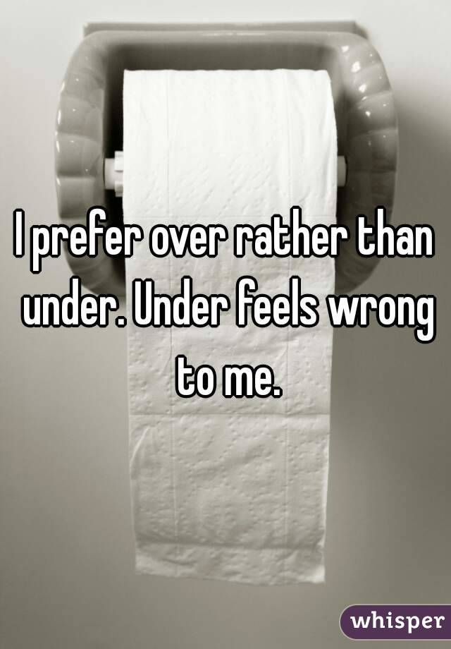 I prefer over rather than under. Under feels wrong to me.
