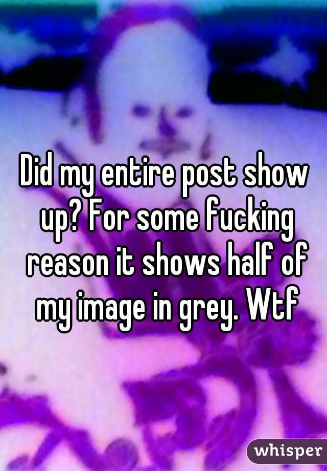 Did my entire post show up? For some fucking reason it shows half of my image in grey. Wtf
