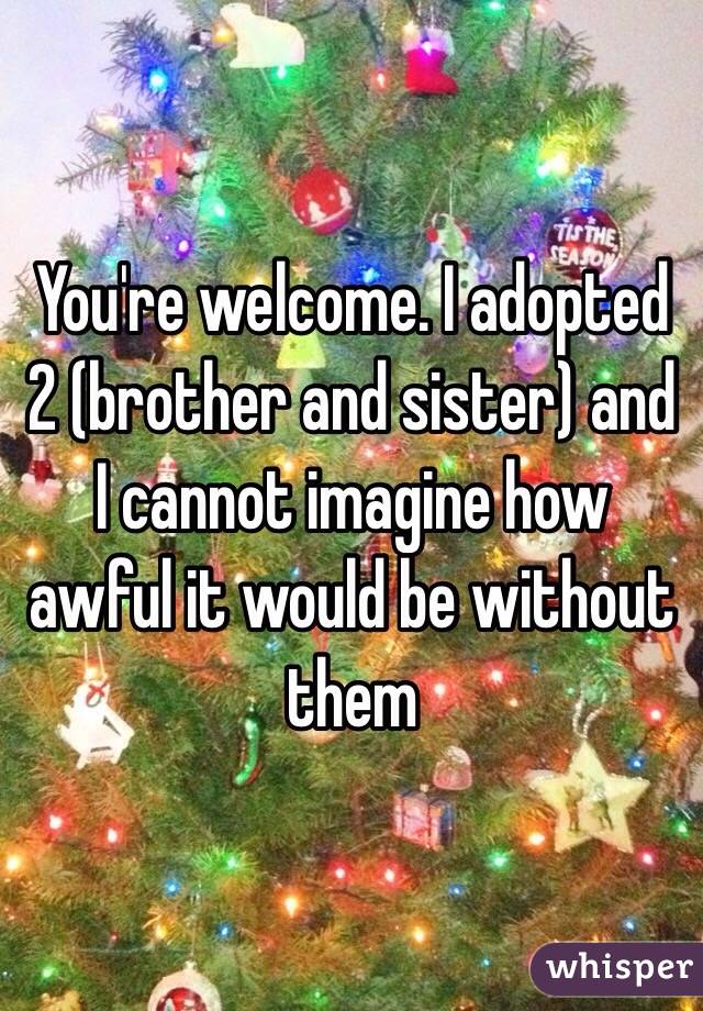 You're welcome. I adopted 2 (brother and sister) and I cannot imagine how awful it would be without them