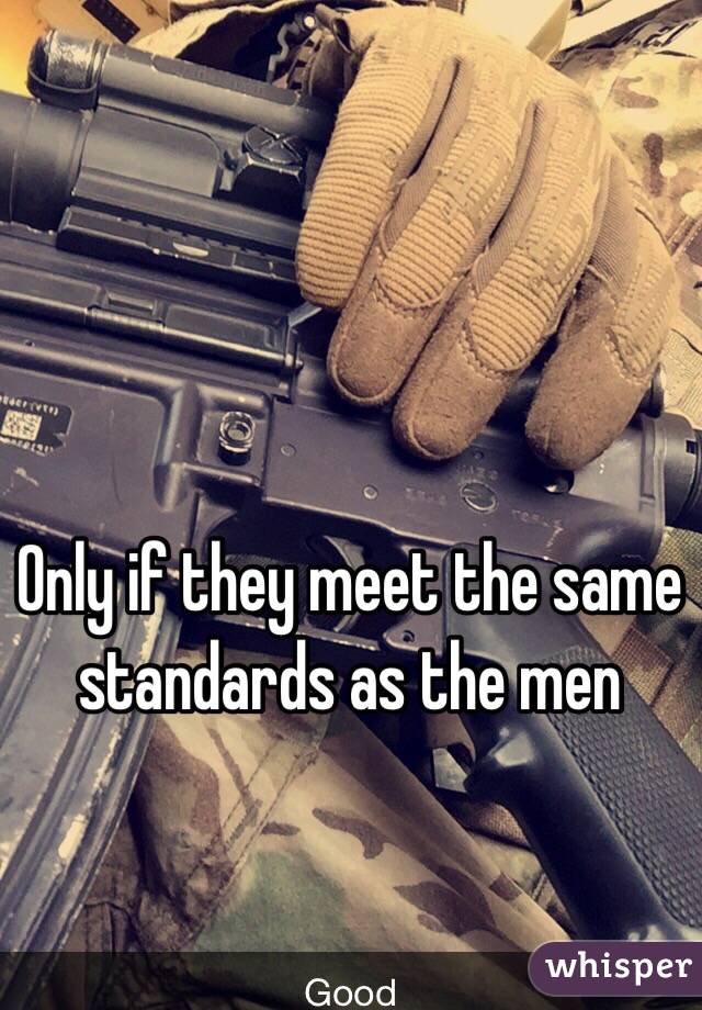 Only if they meet the same standards as the men 