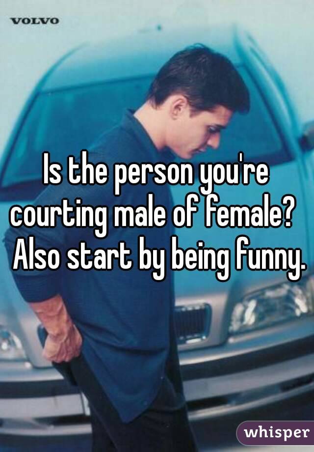 Is the person you're courting male of female?   Also start by being funny.