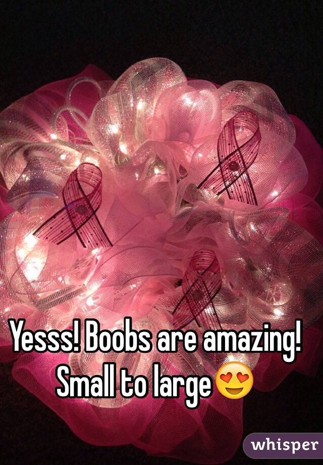 Yesss! Boobs are amazing! 
Small to large😍