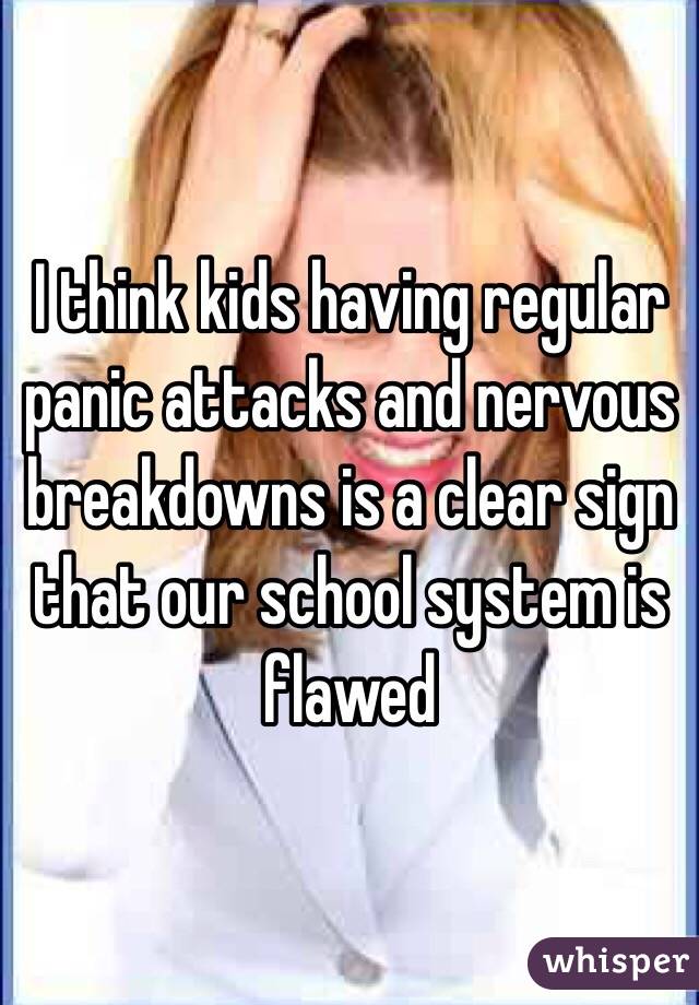 I think kids having regular panic attacks and nervous breakdowns is a clear sign that our school system is flawed 