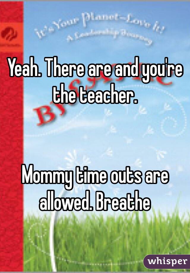 Yeah. There are and you're the teacher. 


Mommy time outs are allowed. Breathe