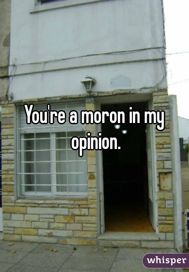 You're a moron in my opinion.