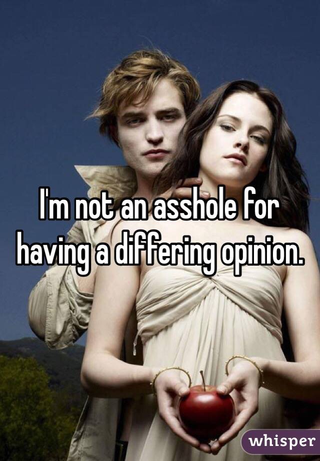 I'm not an asshole for having a differing opinion. 