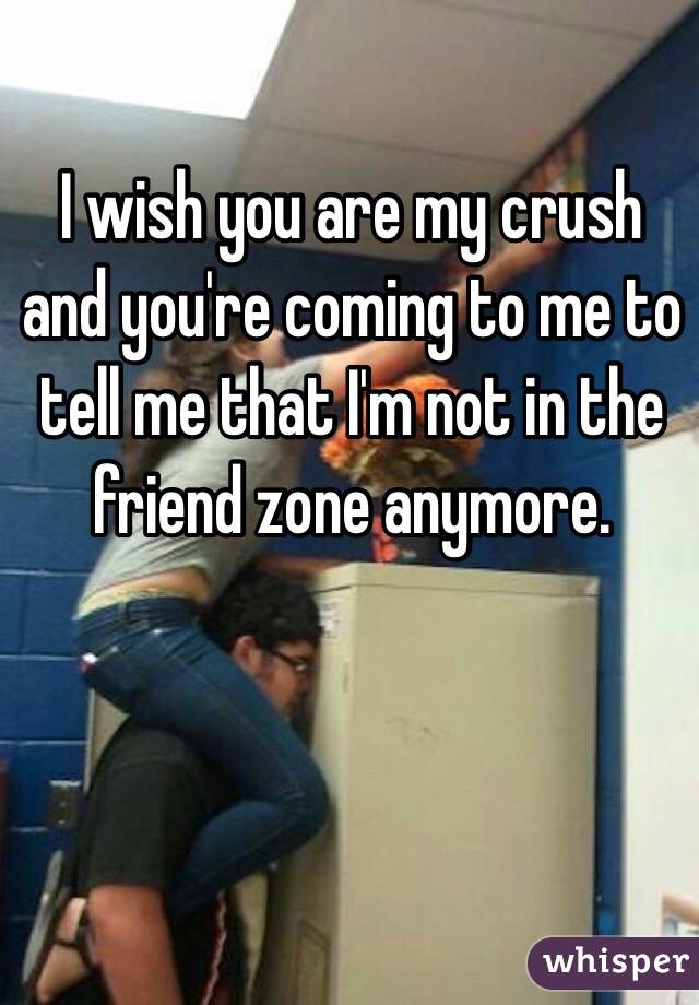 I wish you are my crush and you're coming to me to tell me that I'm not in the friend zone anymore. 