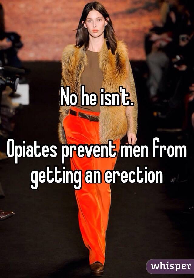 No he isn't. 

Opiates prevent men from getting an erection