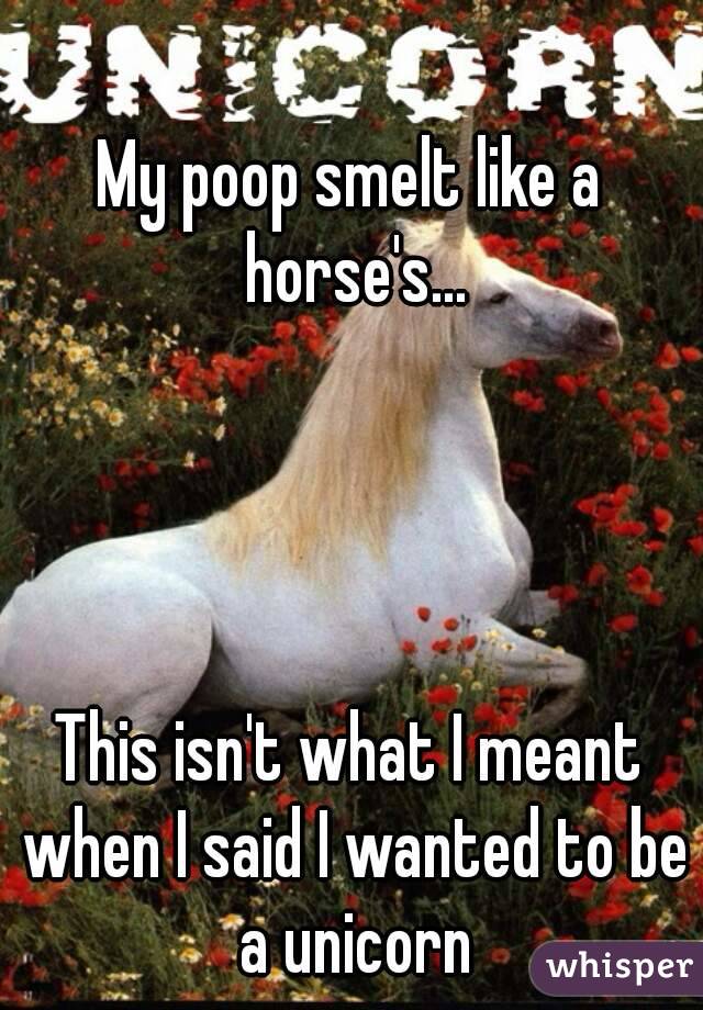 My poop smelt like a horse's...




This isn't what I meant when I said I wanted to be a unicorn