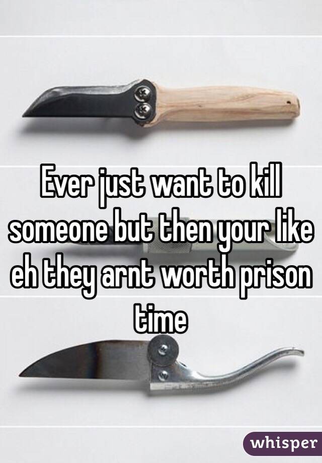 Ever just want to kill someone but then your like eh they arnt worth prison time