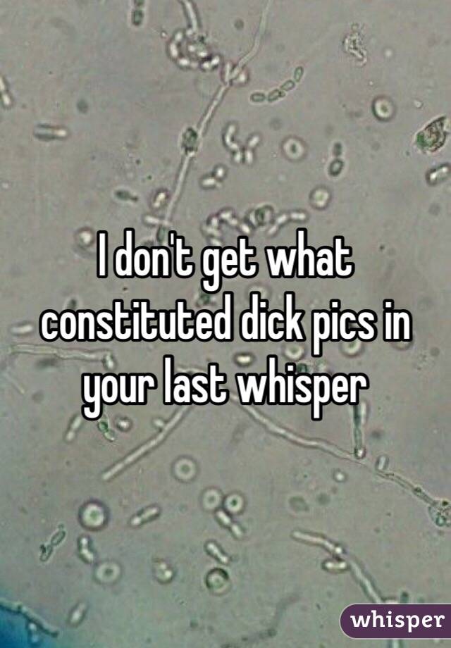 I don't get what constituted dick pics in your last whisper
