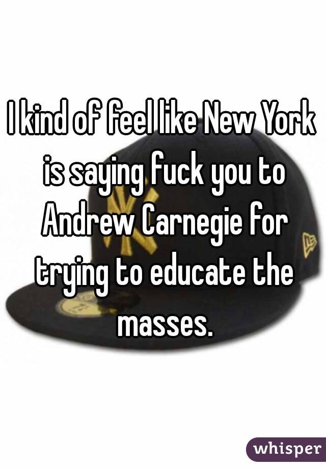 I kind of feel like New York is saying fuck you to Andrew Carnegie for trying to educate the masses.