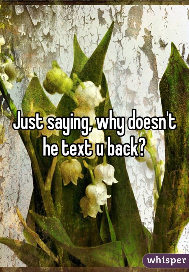 Just saying, why doesn't he text u back?