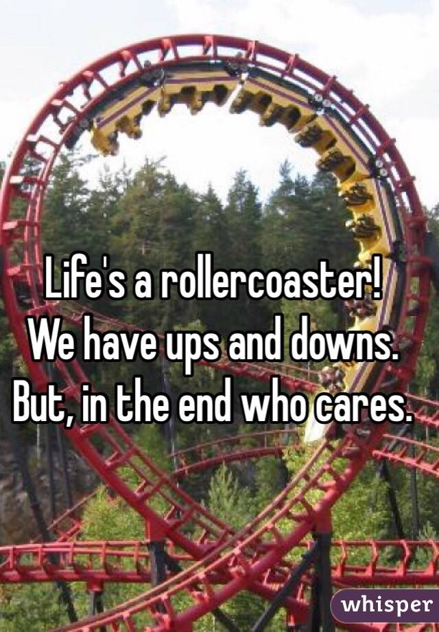Life's a rollercoaster! 
We have ups and downs.
But, in the end who cares. 