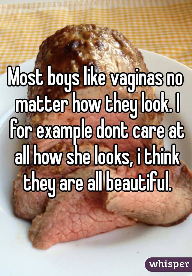 Most boys like vaginas no matter how they look. I for example dont care at all how she looks, i think they are all beautiful.