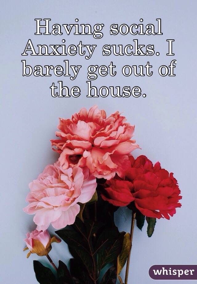 Having social Anxiety sucks. I barely get out of the house. 