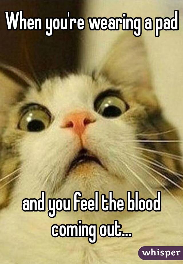 When you're wearing a pad






and you feel the blood coming out...