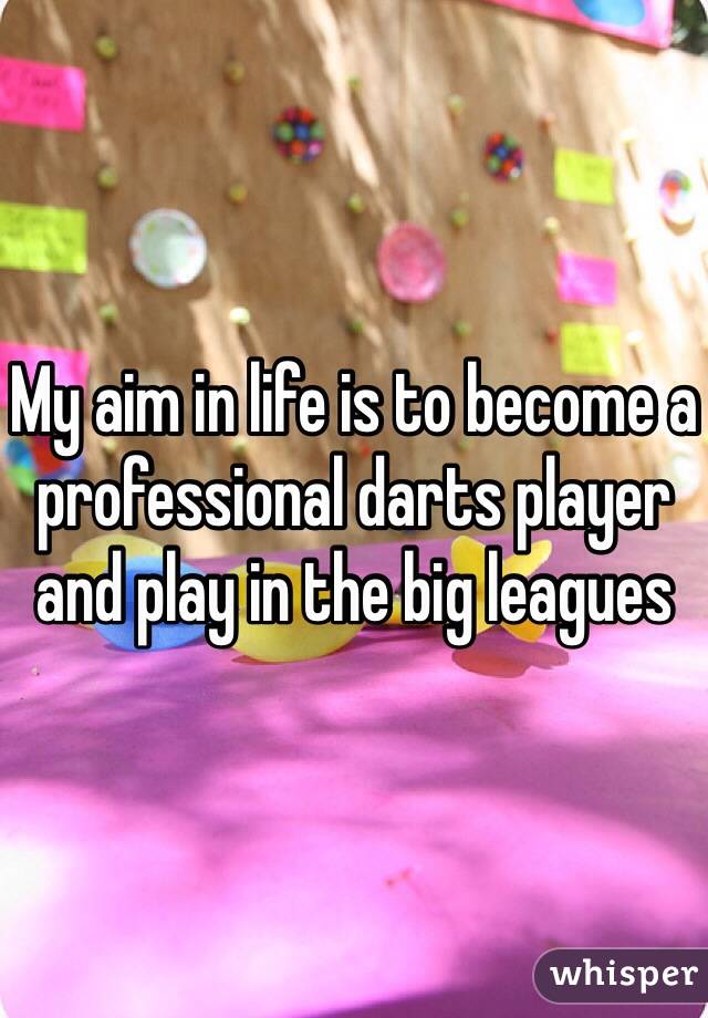 My aim in life is to become a professional darts player and play in the big leagues 