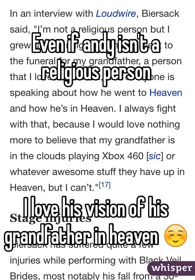 Even if andy isn't a religious person




 I love his vision of his grandfather in heaven ☺️