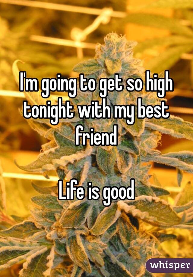 I'm going to get so high tonight with my best friend 

Life is good 