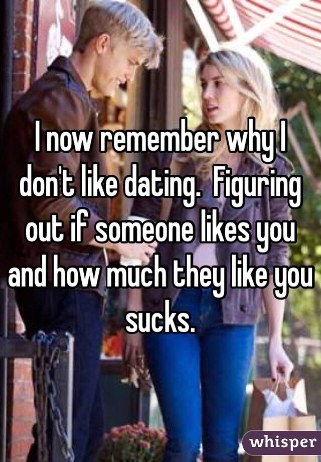 I now remember why I don't like dating.  Figuring out if someone likes you and how much they like you sucks.  