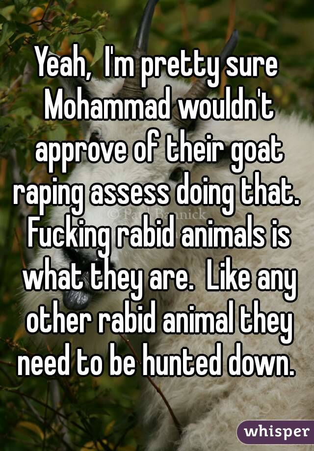 Yeah,  I'm pretty sure Mohammad wouldn't approve of their goat raping assess doing that.  Fucking rabid animals is what they are.  Like any other rabid animal they need to be hunted down. 