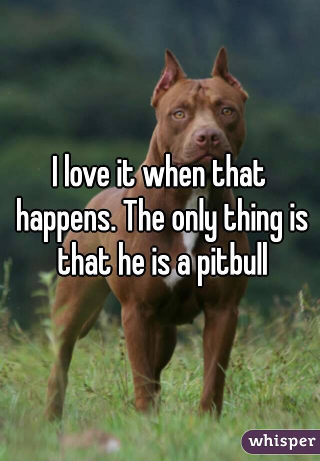 I love it when that happens. The only thing is that he is a pitbull
