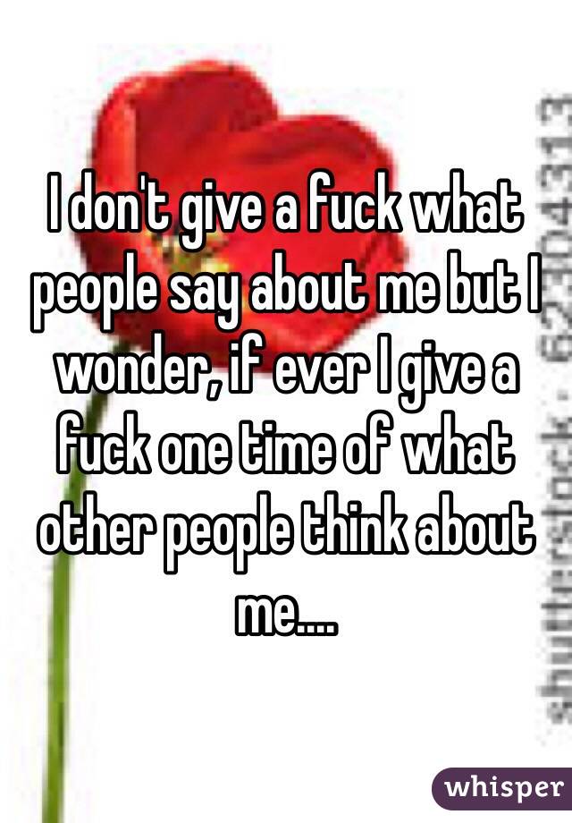I don't give a fuck what people say about me but I wonder, if ever I give a fuck one time of what other people think about me....